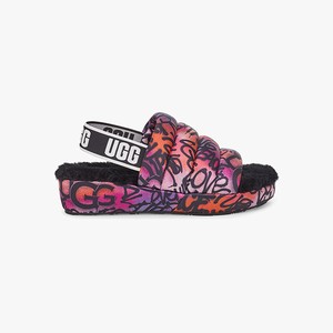 Ugg Puff Yeah Pop Graffiti Women Slippers Multicolor (0735CXFZB)